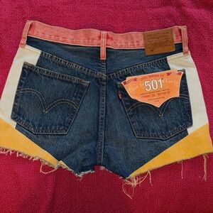 Levi's Women's Denim Shorts - Blue and Yellow